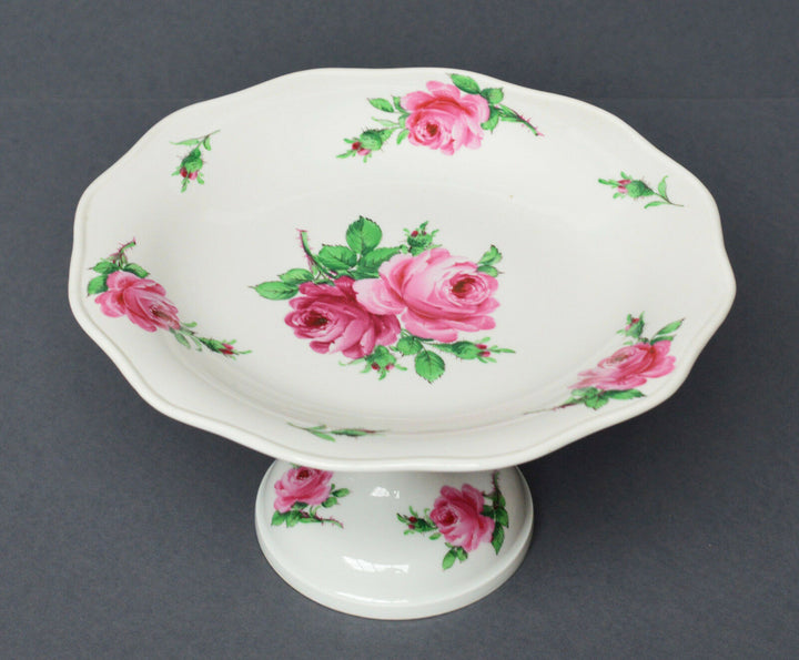 マイセン(Meissen)　脚付きコンポート　ピンクローズ　クナウフ期