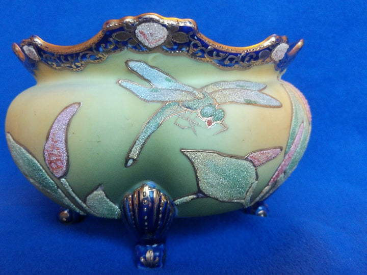 Rare Nippon Cobalt Coralene Ferner. Dragonfly
