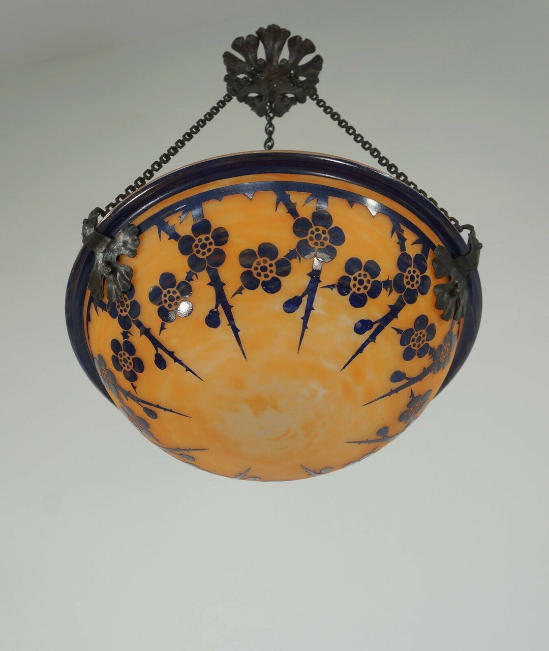 SCHNEIDER : FRENCH 1920 ART DECO PENDANT Le Verre Français cameo chandelier 1925