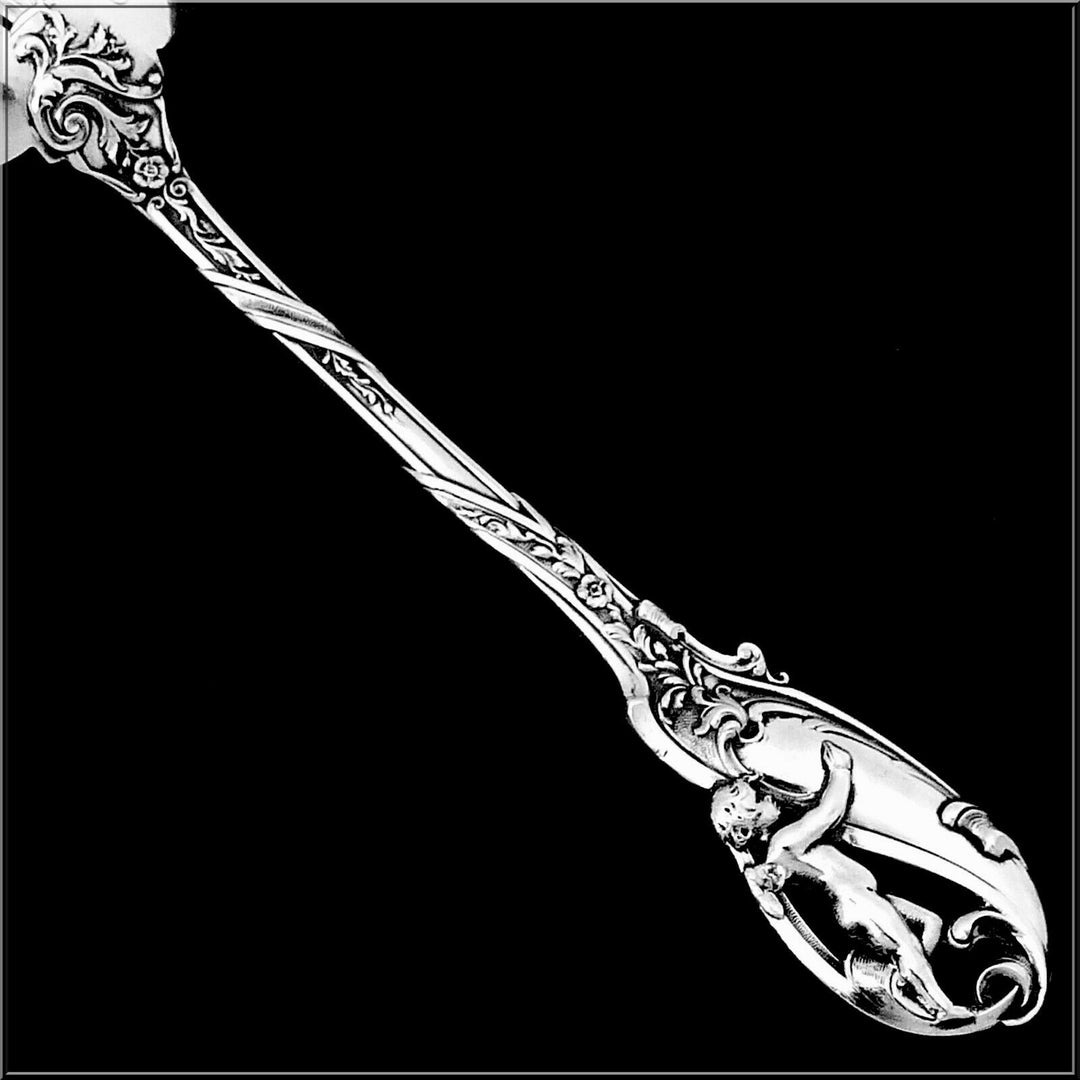 Canaux Masterpiece French Sterling Silver Sugar Sifter Spoon, Cherub