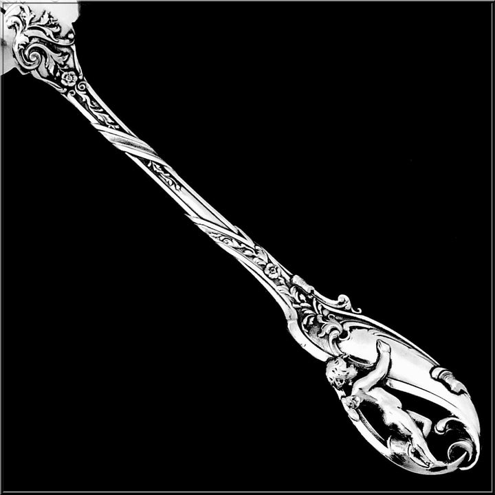 Canaux Masterpiece French Sterling Silver Sugar Sifter Spoon, Cherub