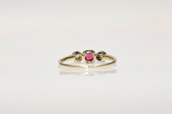 アンティーク ヴィクトリアン 14K ナチュラルダイヤモンドとルビーのリング