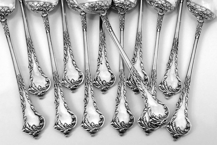 Debain French Sterling Silver 18K Gold Tea Service 14 pc w/original box Rococo