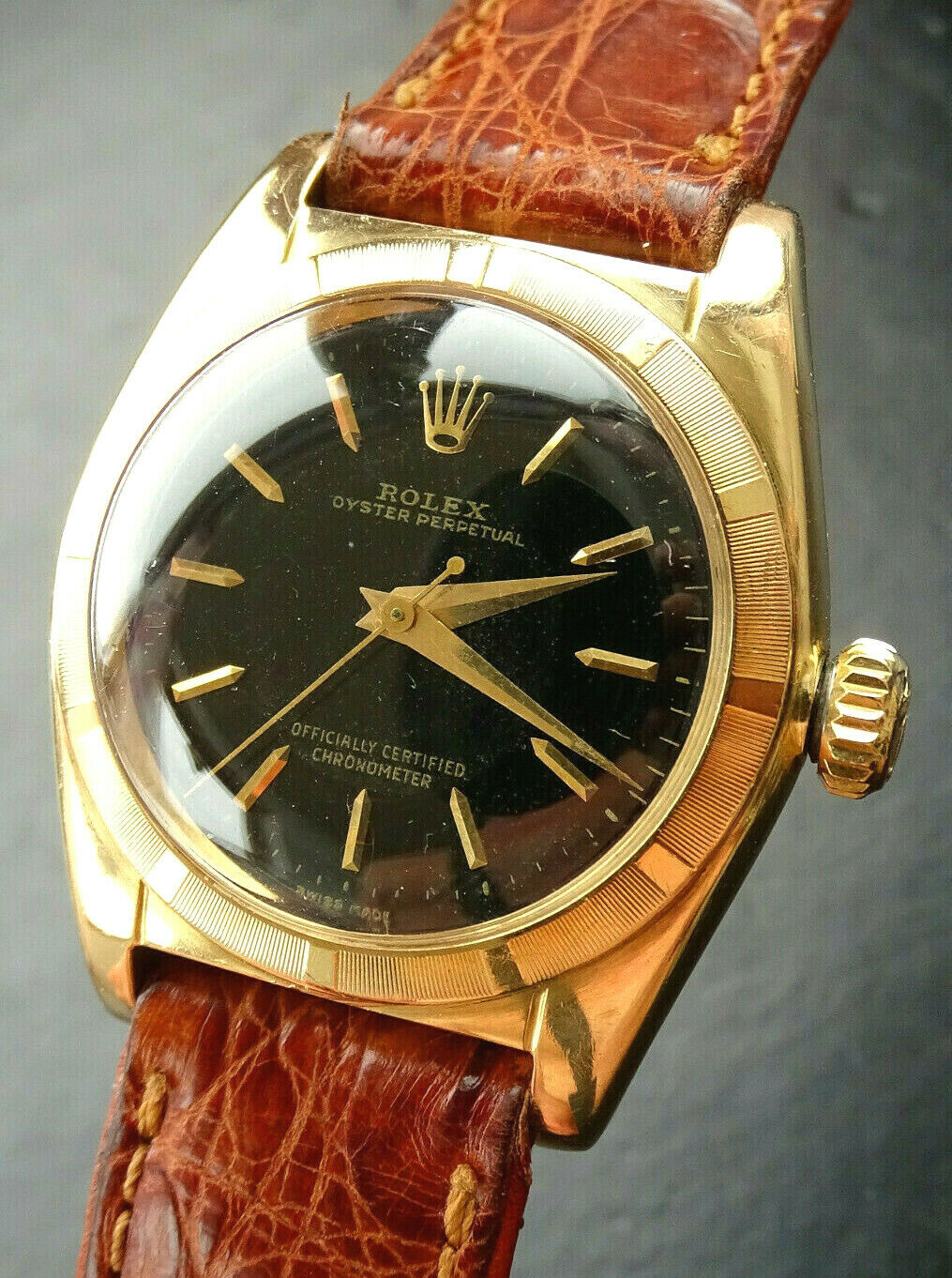 ♛ Rolex Oyster Bubble Back 5011 Yellow Gold 14K 585 Automatic Chronometer 1950s