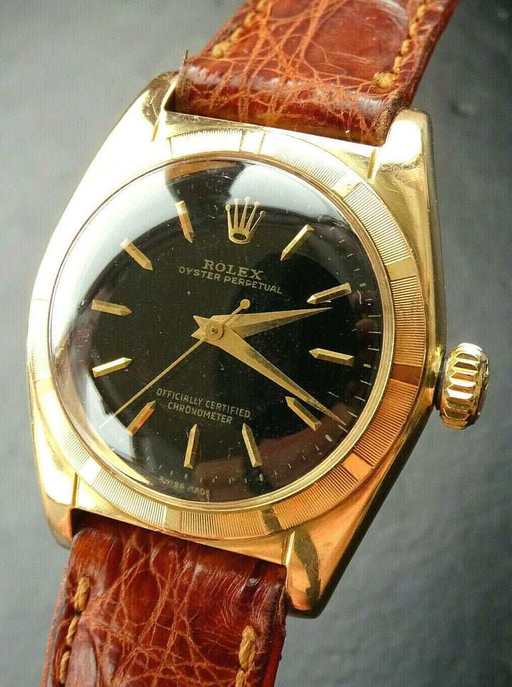 ♛ Rolex Oyster Bubble Back 5011 Yellow Gold 14K 585 Automatic Chronometer 1950s