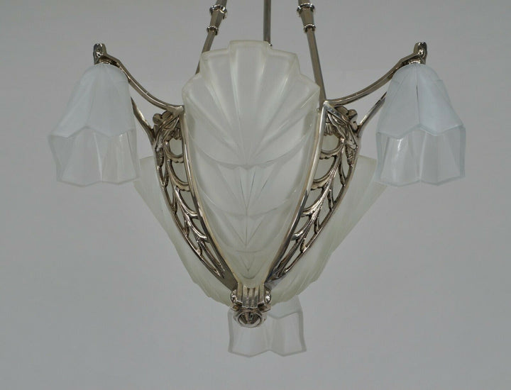 DEGUÉ & JAMAIN : FRENCH 1930 ART DECO CHANDELIER ....... lamp muller era France