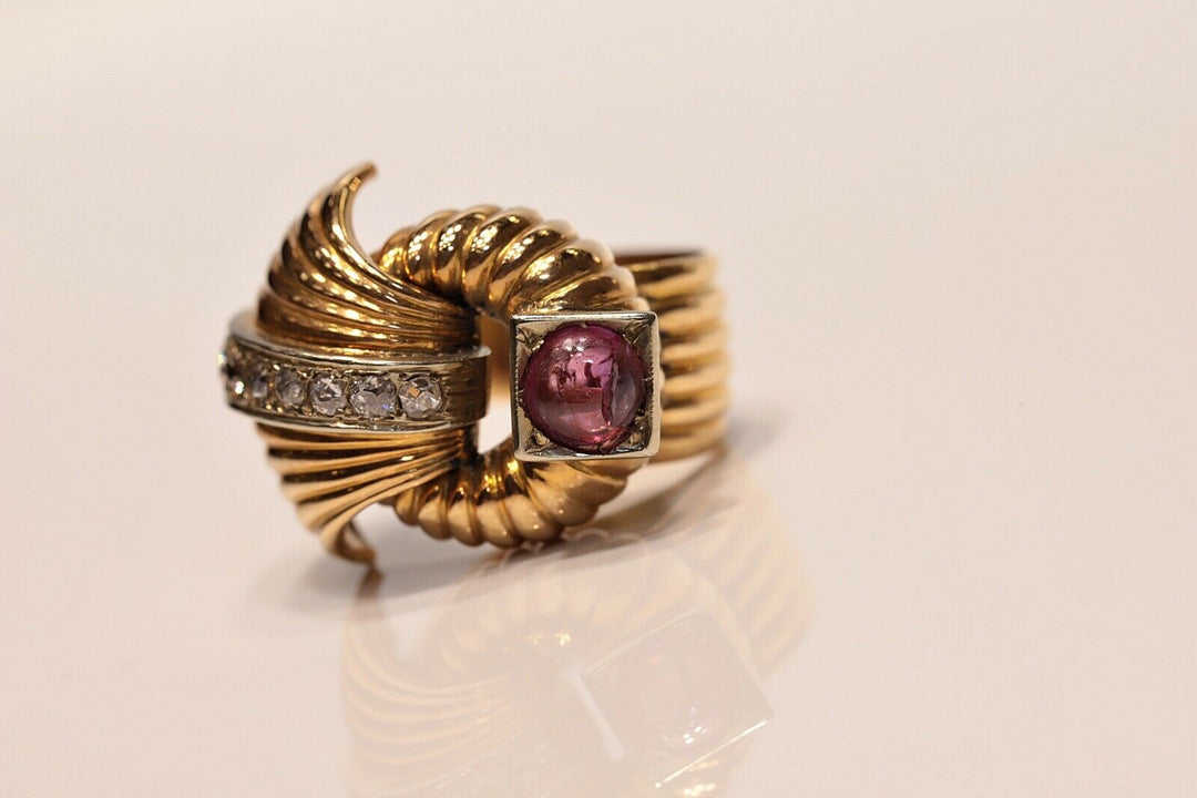 アンティーク ヴィクトリアン 18K ナチュラルダイヤモンドとルビーのリング