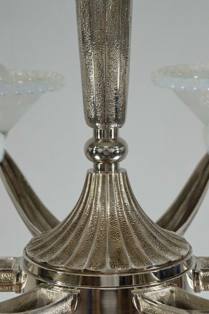 EZAN EJG J.GAUTHIER : LARGE FRENCH OPALESCENT ART DECO CHANDELIER ... 1930 1935