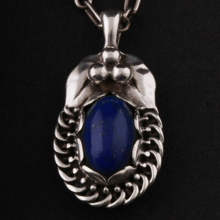 GEORG JENSEN Sterling Silver Pendant Of The Year 1992 w. Lapis Lazuli. VERY RARE