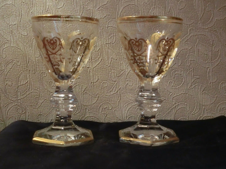 2 Stck. Baccarat / France Likörgläser Form Harcourt - Dekor Empire gold