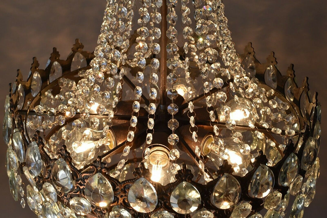 Vintage Crystal Chandelier, Antique Lighting, lamp, Hall pendant for Home Living