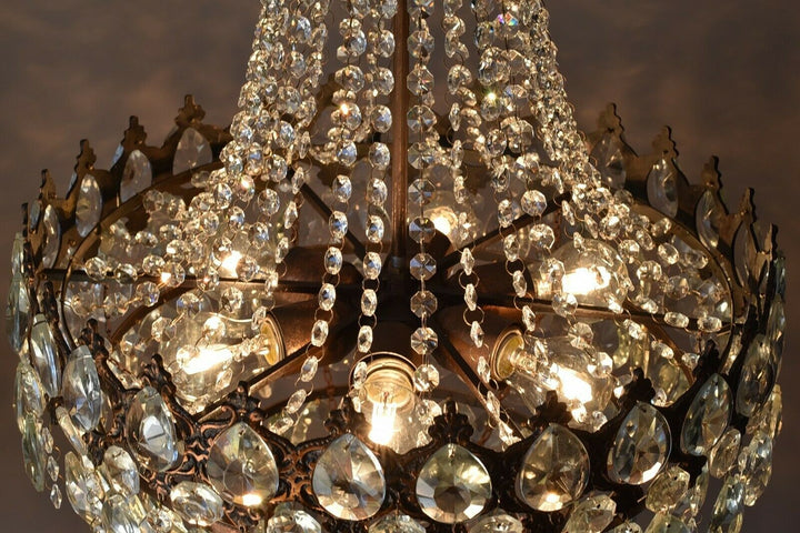 Vintage Crystal Chandelier, Antique Lighting, lamp, Hall pendant for Home Living