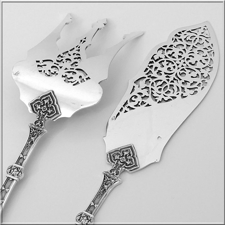 Puiforcat Masterpiece French Sterling Silver Fish Servers 2 Pc, Trilobé