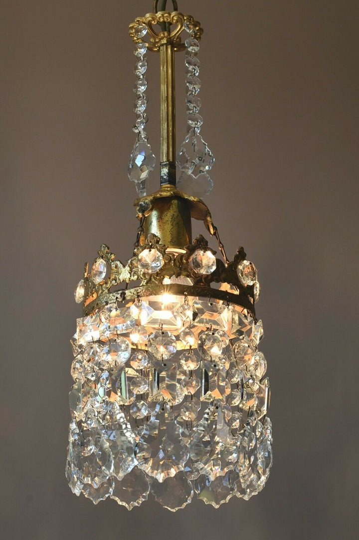 Shabby Chic Vintage Crystal Chandelier in Antique French Style, Home Lighting