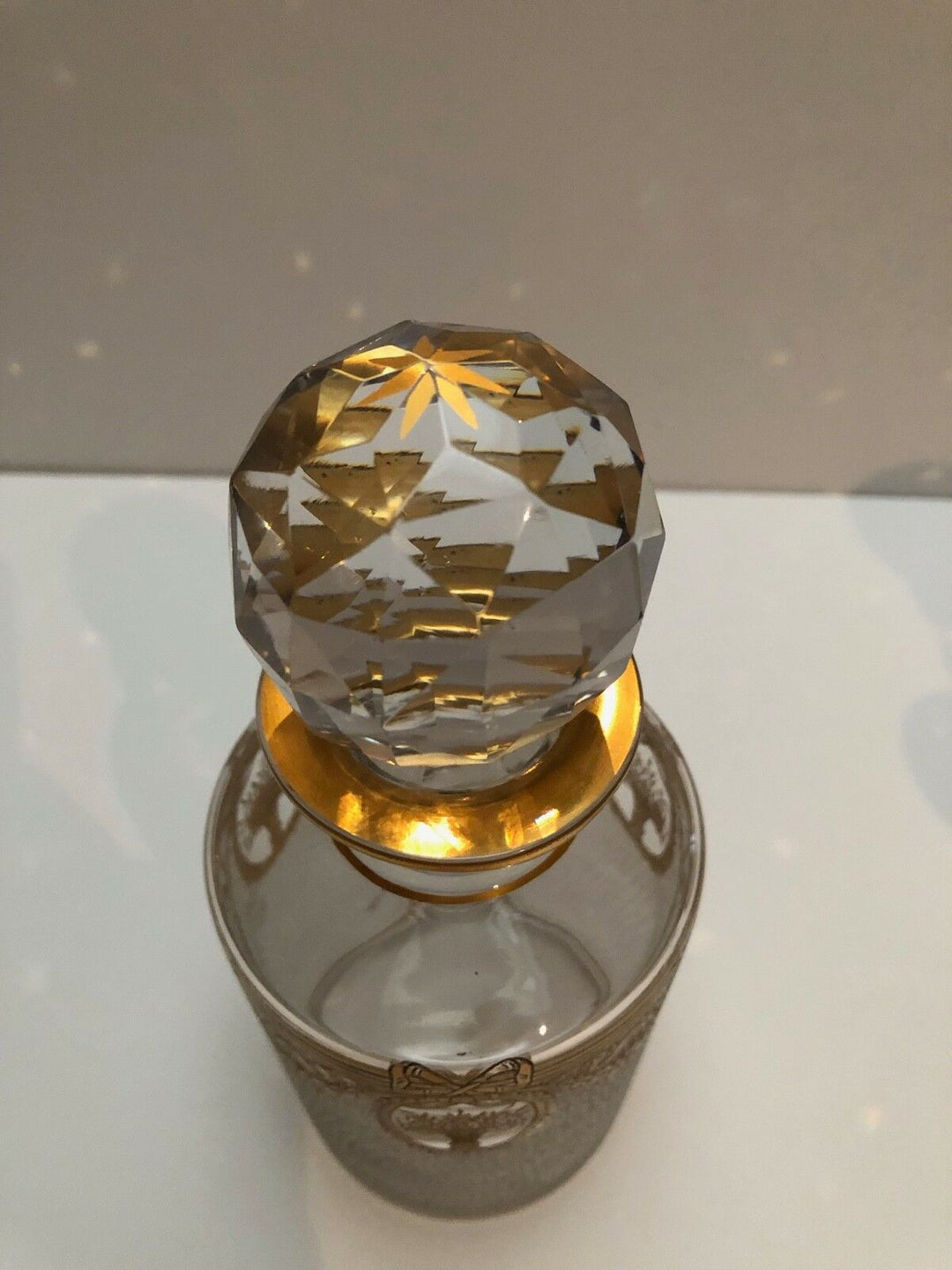 BACCARAT givré bouteilles de parfum avec des Or GUIRLANDES et FLEURS- afficher le titre d'origine