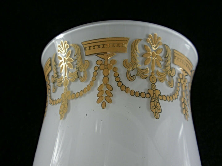 Rare Antique BACCARAT Clear & Opaline Crystal Chalice w/ Gold Hand Paintings