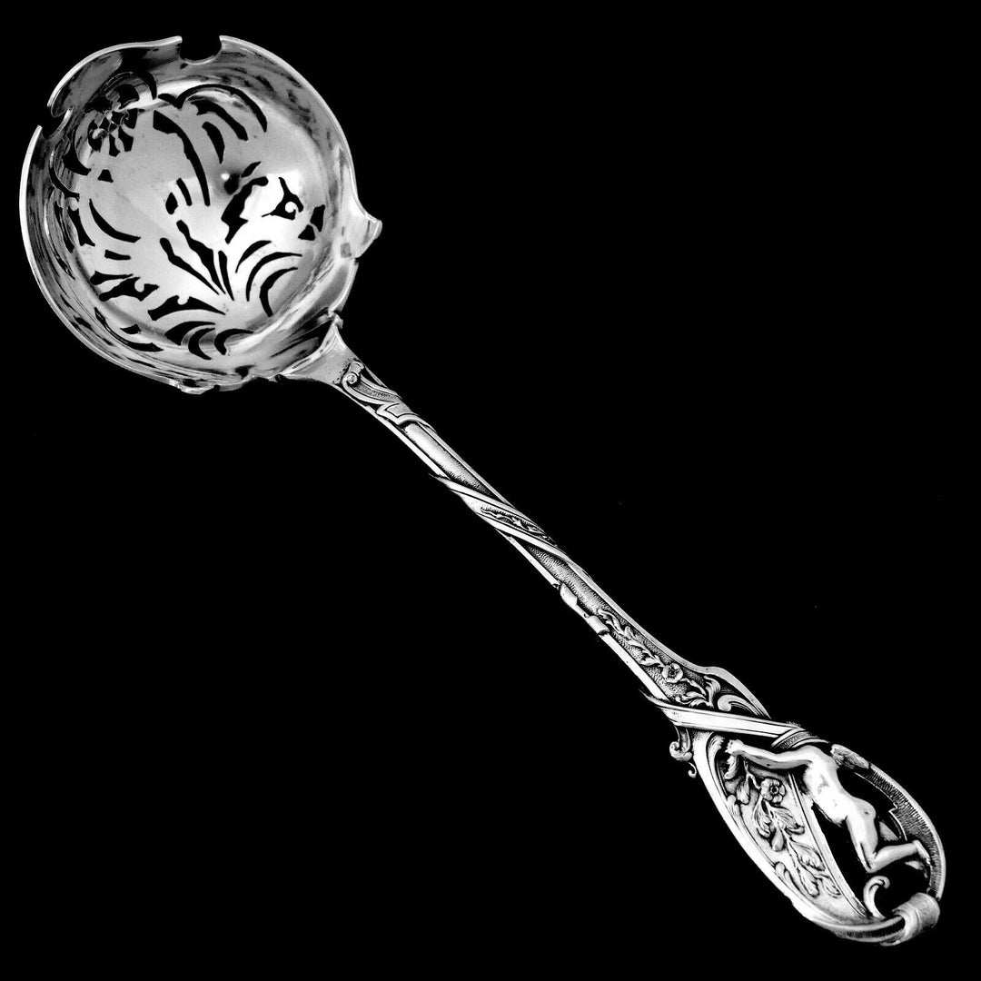 Canaux Masterpiece French Sterling Silver Sugar Sifter Spoon, Cherub