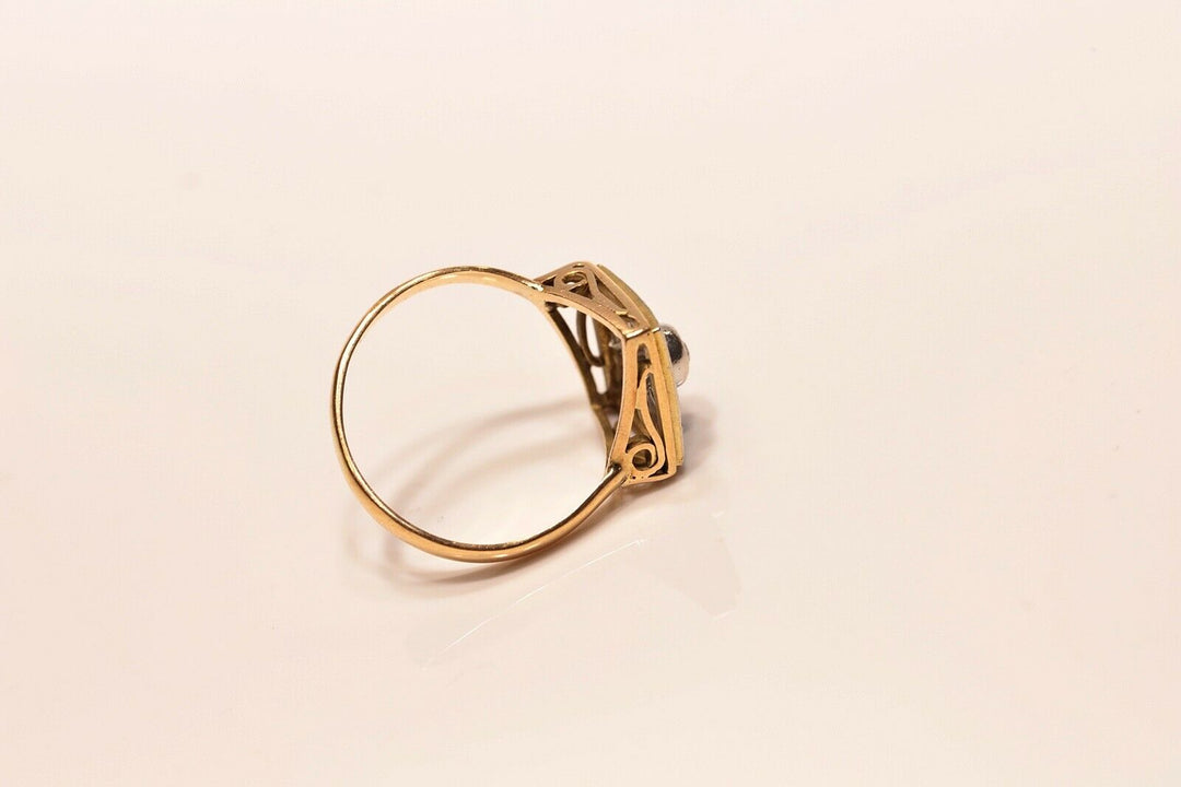 アンティーク アールデコ オリジナル 14K ナチュラルダイヤモンドのナヴェットリング