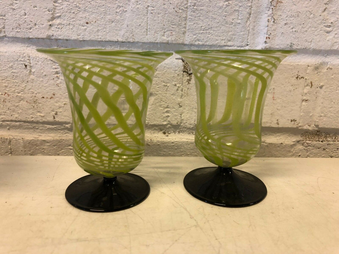 Bimini Werkstatte Lauscha Deco Set 9 Cocktail Tumbler Glasses Swirl Ribbon Dec