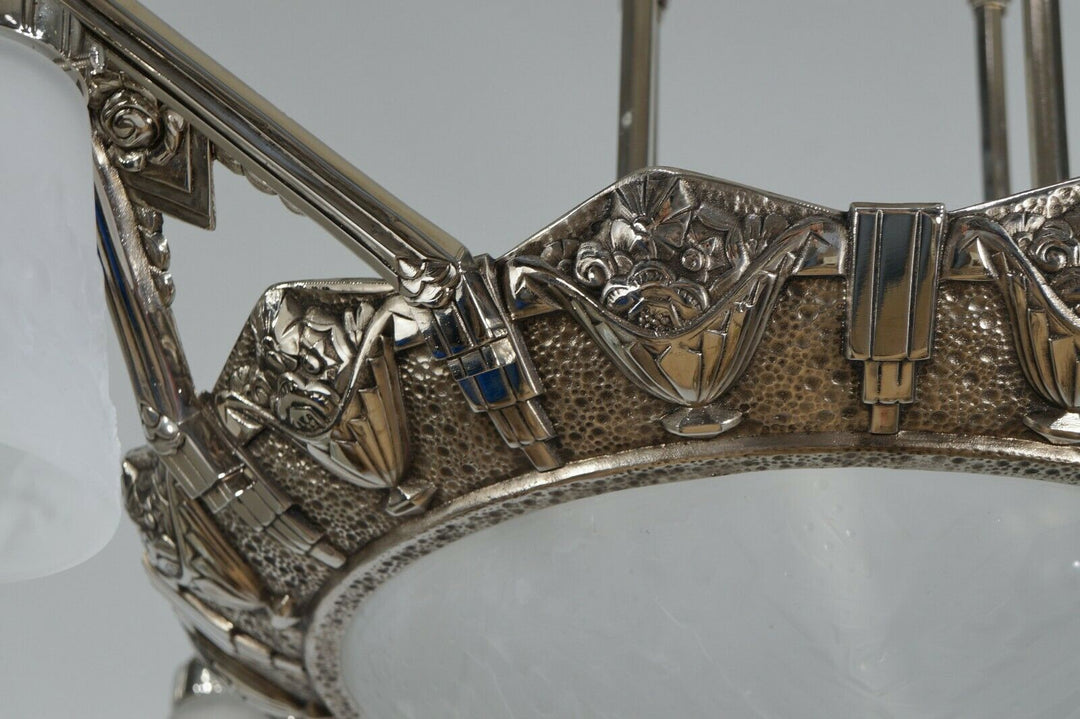 H.PETITOT & MULLER FRERES : French 1930 art deco chandelier