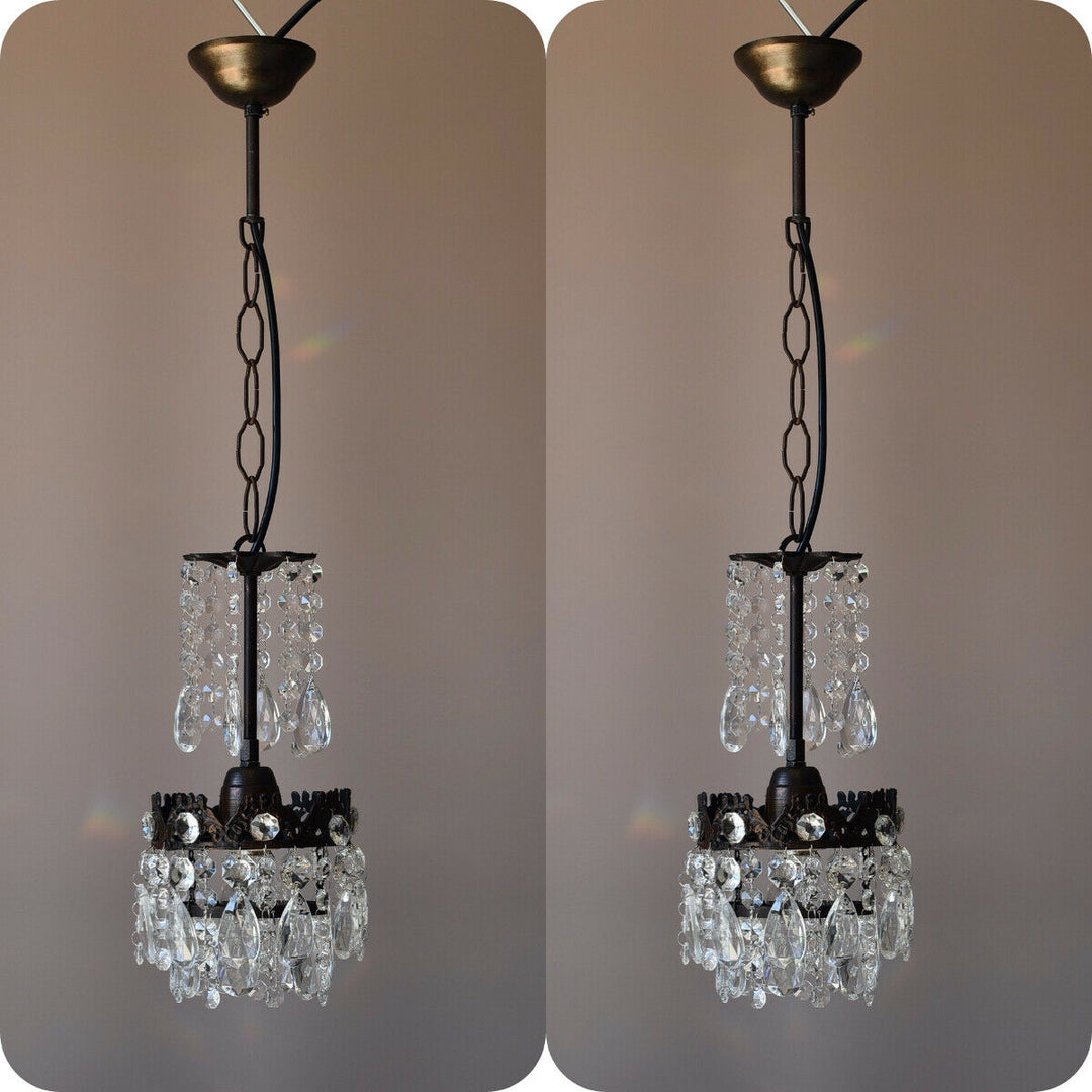Two Matching Antique Crystal Chandeliers,Vi