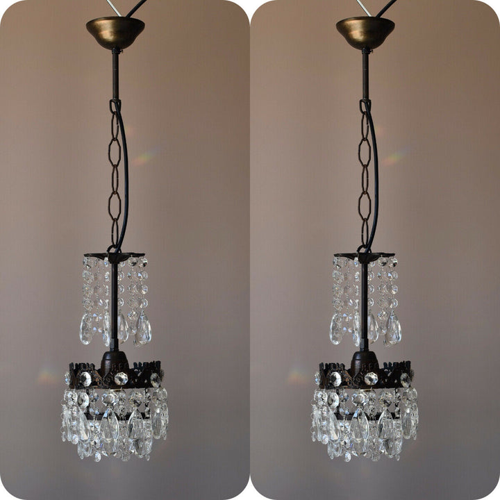 Two Matching Antique Crystal Chandeliers,Vi