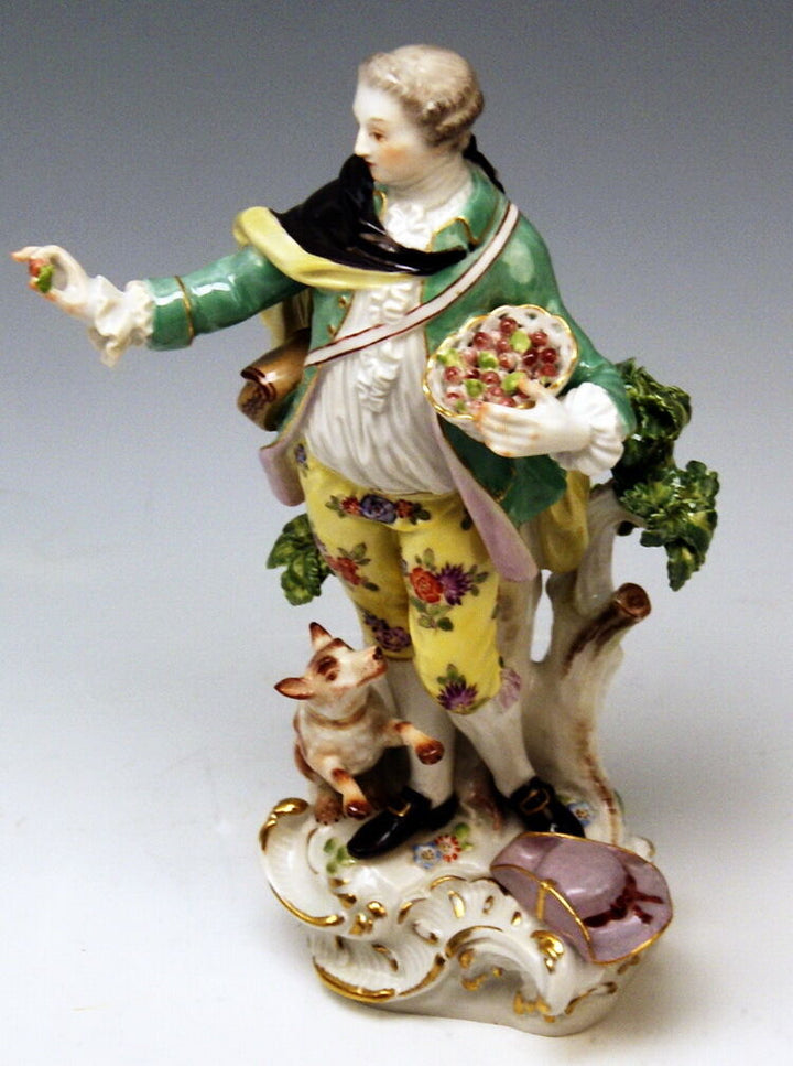 MEISSEN GROSSE SCHÄFER FIGUR MANN HUND TALL SHEPHERD KÄNDLER MNR: 1 UM 1935