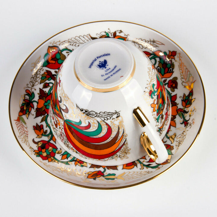Red Rooster TeaCup & Saucer Imperial Porcelain Lomonosov Bone China