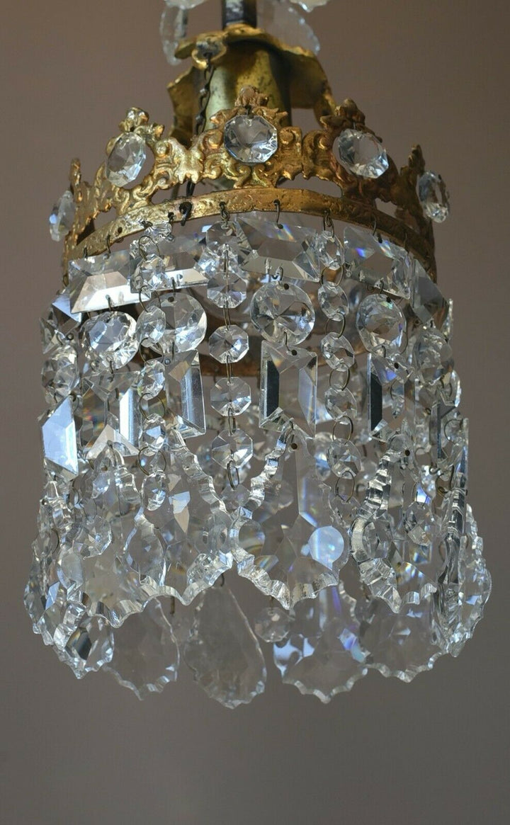 Shabby Chic Vintage Crystal Chandelier in Antique French Style, Home Lighting
