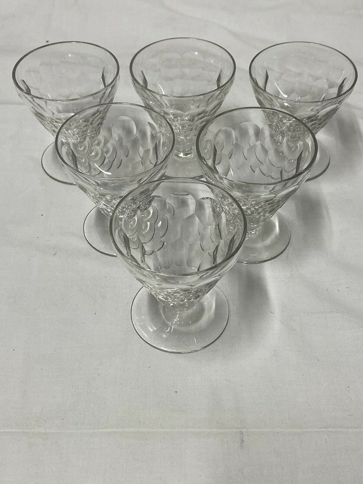 BACCARAT 6 VERRES À VIN BLANC CRISTAL DÉCOR ÉCAILLE MODÈLE CHAUNY LOT 2.
