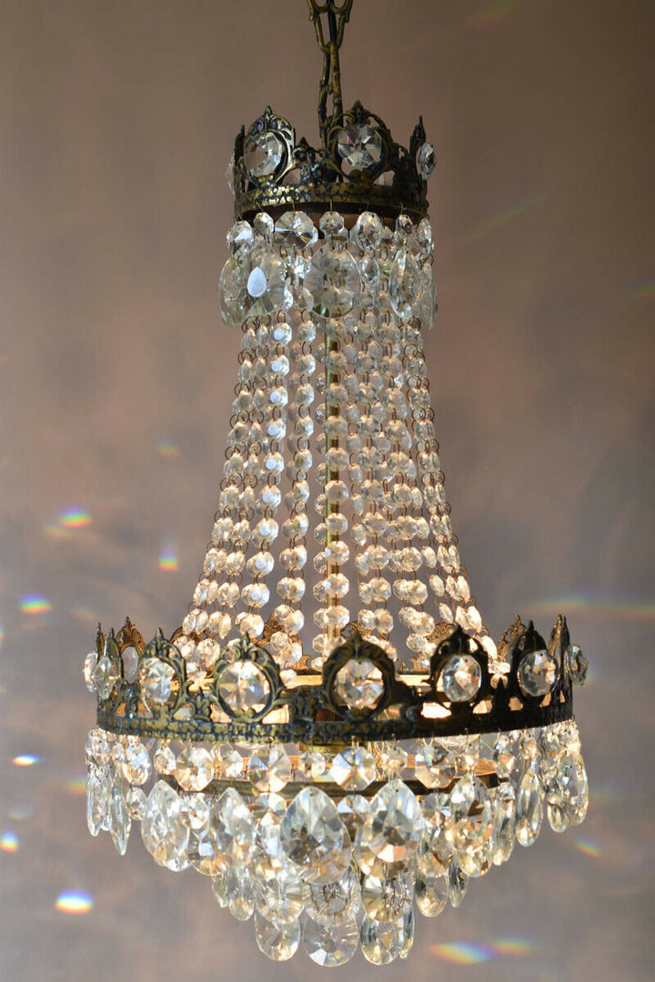 Big Sale,Vintage Crystal Chandelier, Antique French Style mid century Lighting
