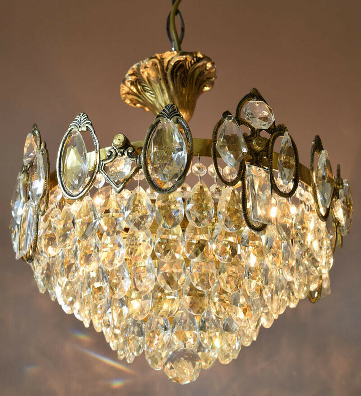 Flush Antique Vintage Crystal Chandelier, Lighting Low Ceiling Pendant Light