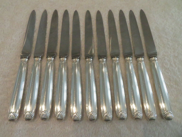 Gorgeous french 950 silver 11 dessert luncheon knives Puiforcat shells