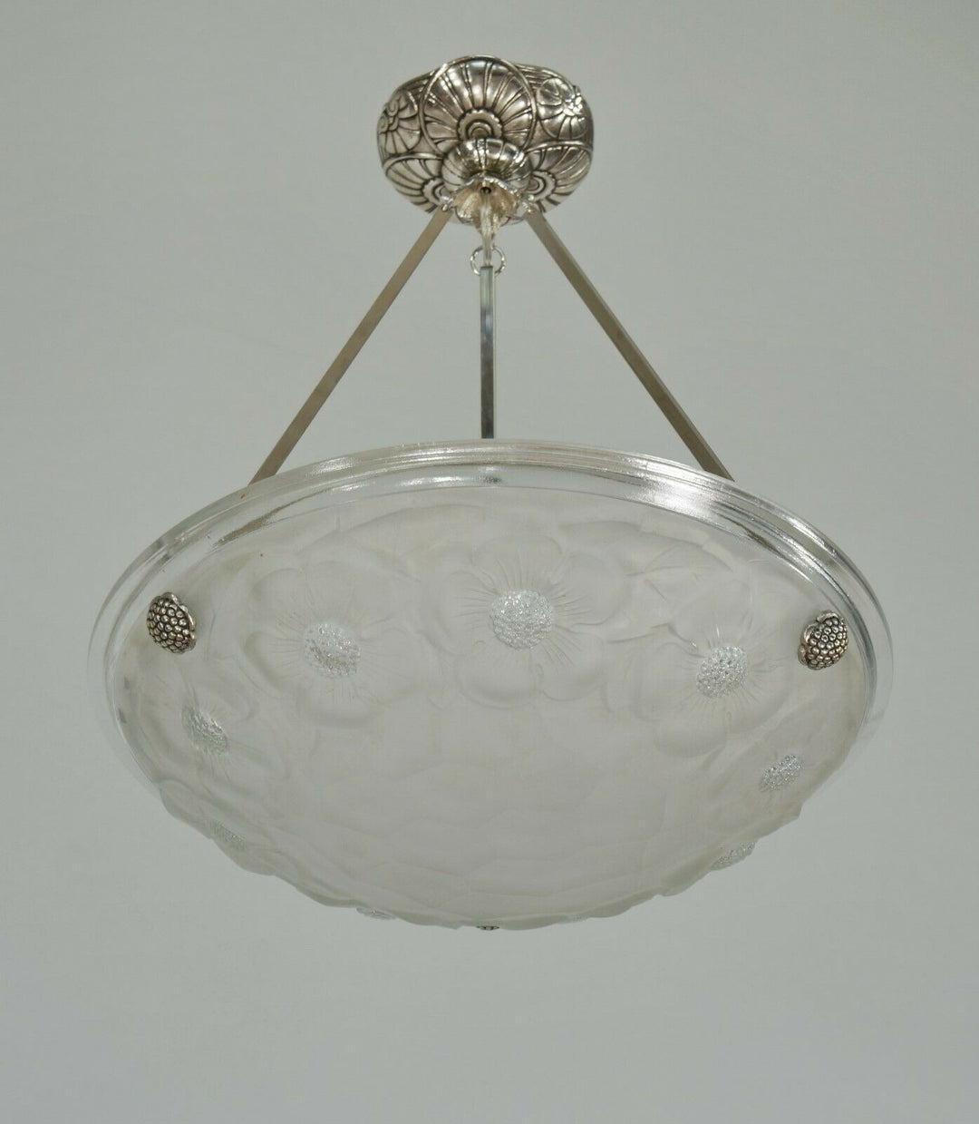 DEGUE & JAMAIN French 1930 art deco pendant . chandelier lamp muller era France