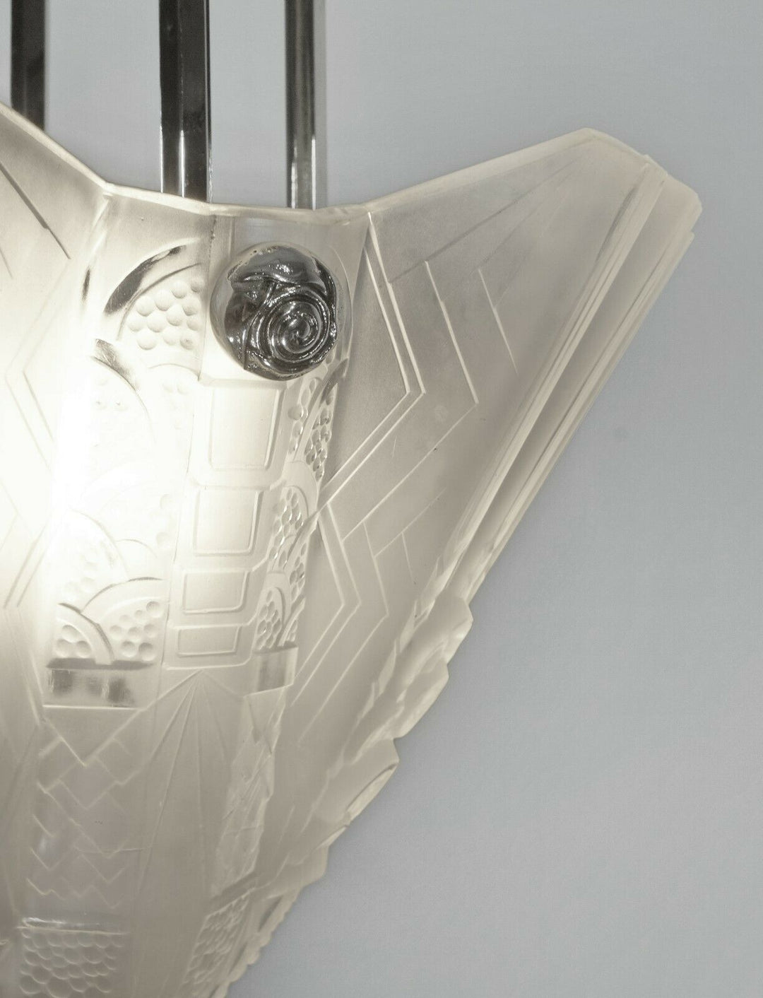 PETITOT & MULLER : FRENCH 1930 ART DECO PENDANT CHANDELIER . lamp ceiling light