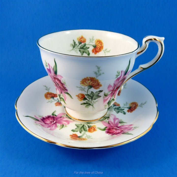 パラゴン　可愛いピンクオーキッド＆クリサンセマムカップ&ソーサー