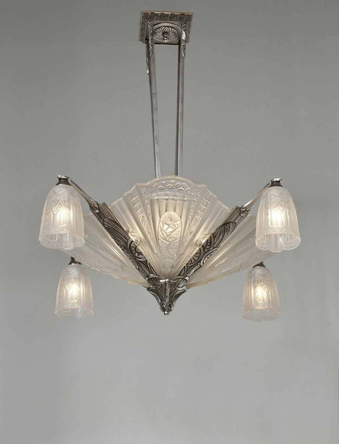 JAMAIN & FRONTISI : FRENCH 1930 ART DECO CHANDELIER .... lamp muller era France