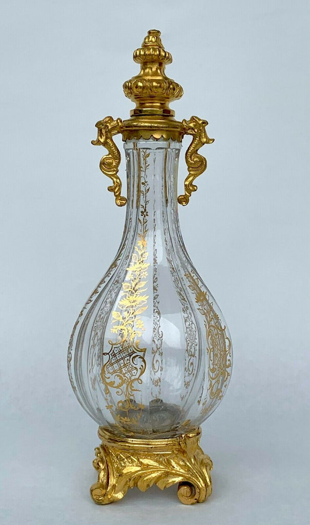 バカラ フランス十九世紀　クリスタルカット作品　アンティーク貴重物 アンティークバカラ（Baccarat）クリスタルカットとブロンズメッキの