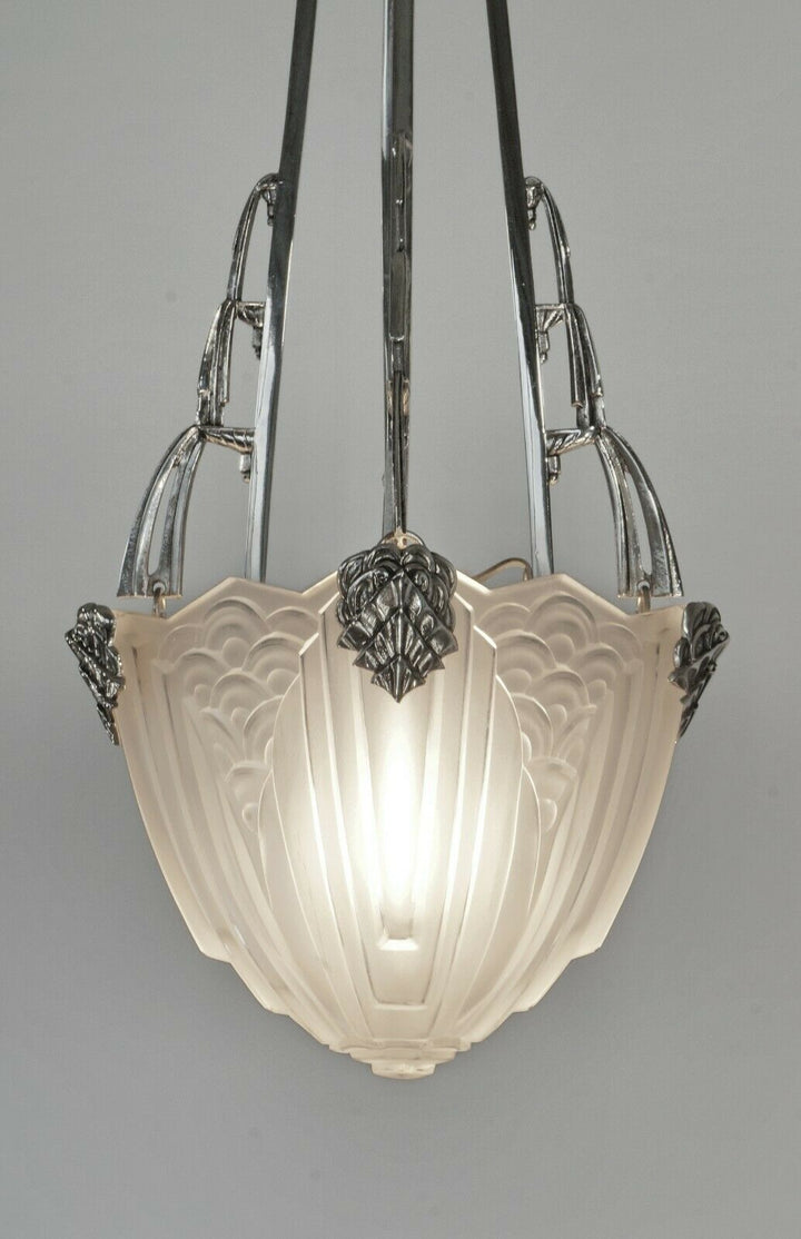 MAYNADIER & SCHNEIDER : FRENCH 1930 ART DECO CHANDELIER lamp pendant muller era