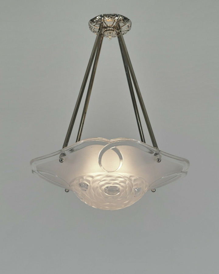 DEGUE : FRENCH 1930 ART DECO PENDANT ......... chandelier lamp muller era France