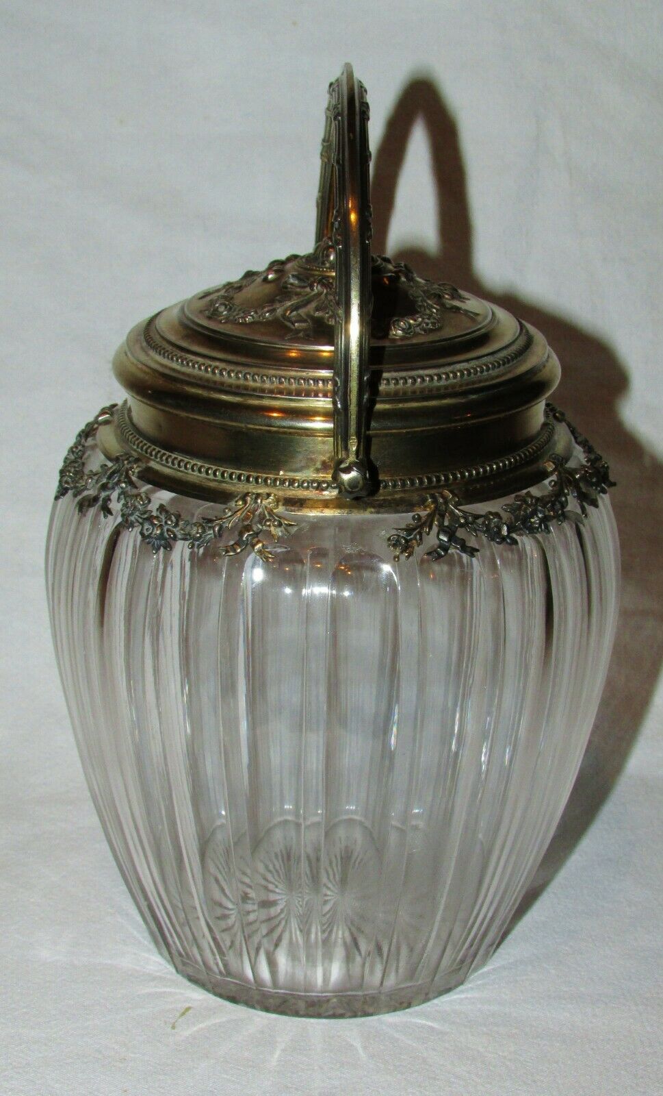 RARE SEAU POT A BISCUITS CRISTAL ARGENT MASSIF VERMEIL PUIFORCAT