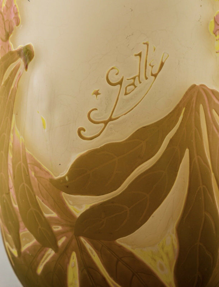 Grand Art nouveau Emile Galle quatre couleur Botanicals vase. Circa 1905- afficher le titre d'origine