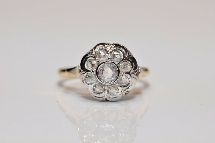 アンティーク 18K ナチュラルローズカットダイヤモンドのリング