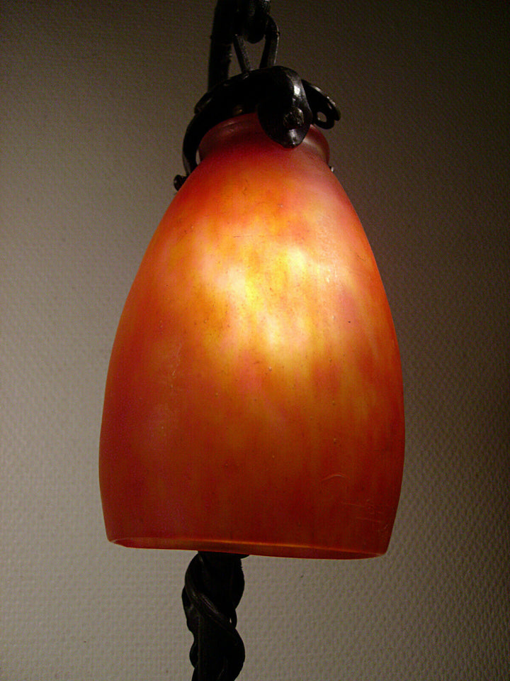 Daum nancy ☨ – art deco lamp in wrought iron and tulip 1925/1930