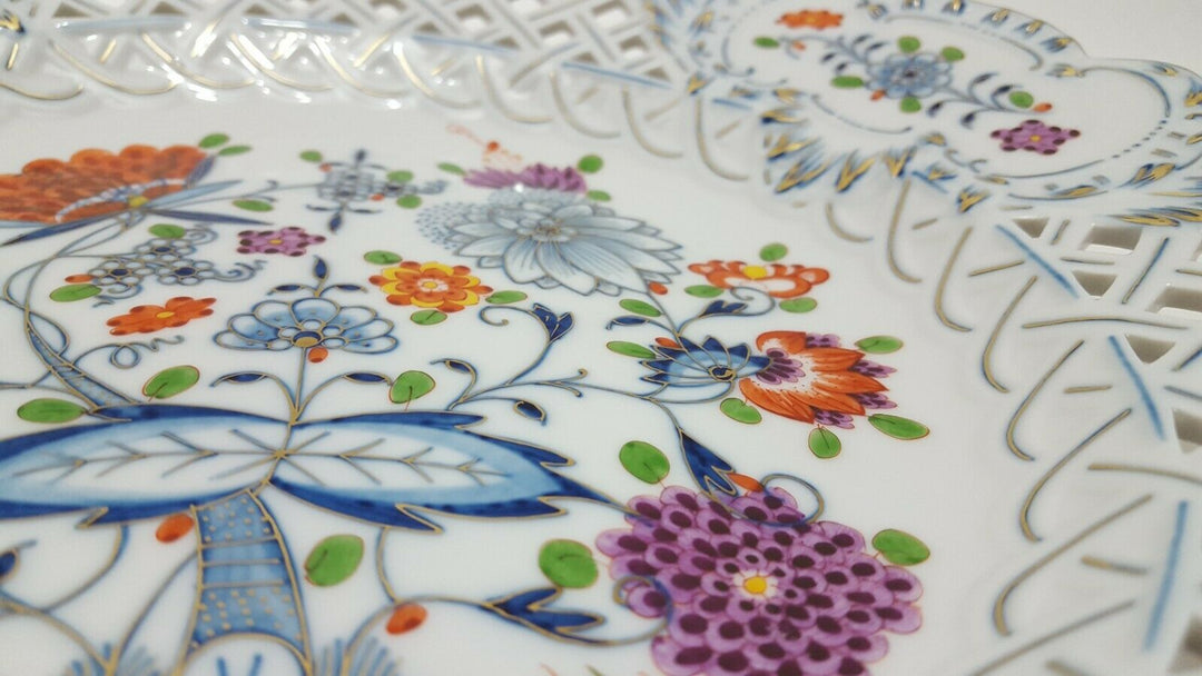 Meissen 1976 Durchbruch Teller Zwiebelmuster Royal Gold 1.Wahl 28,5cm.