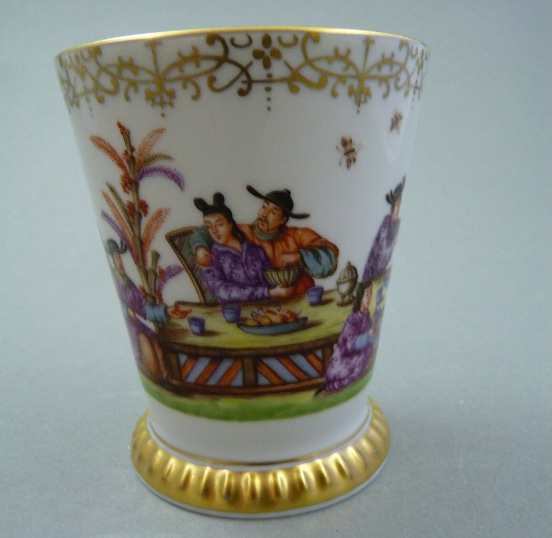 Becher Chinoserien Höroldt Dekor 286793 = Chinesen + Tiere 1.Wahl TOP Meissen