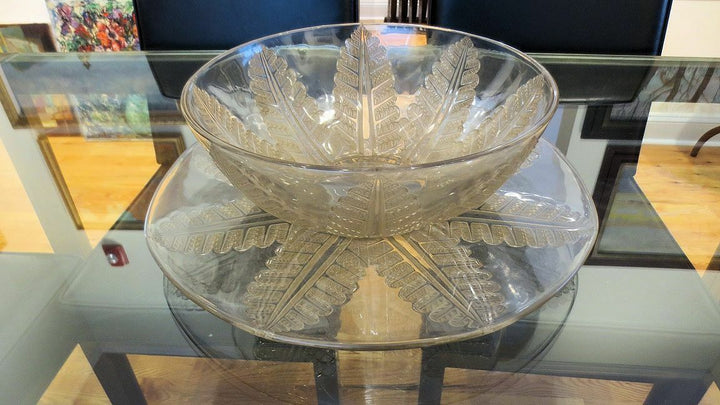 Large Rene Lalique Felix Bowl and Charger Under Plate Circa 1926