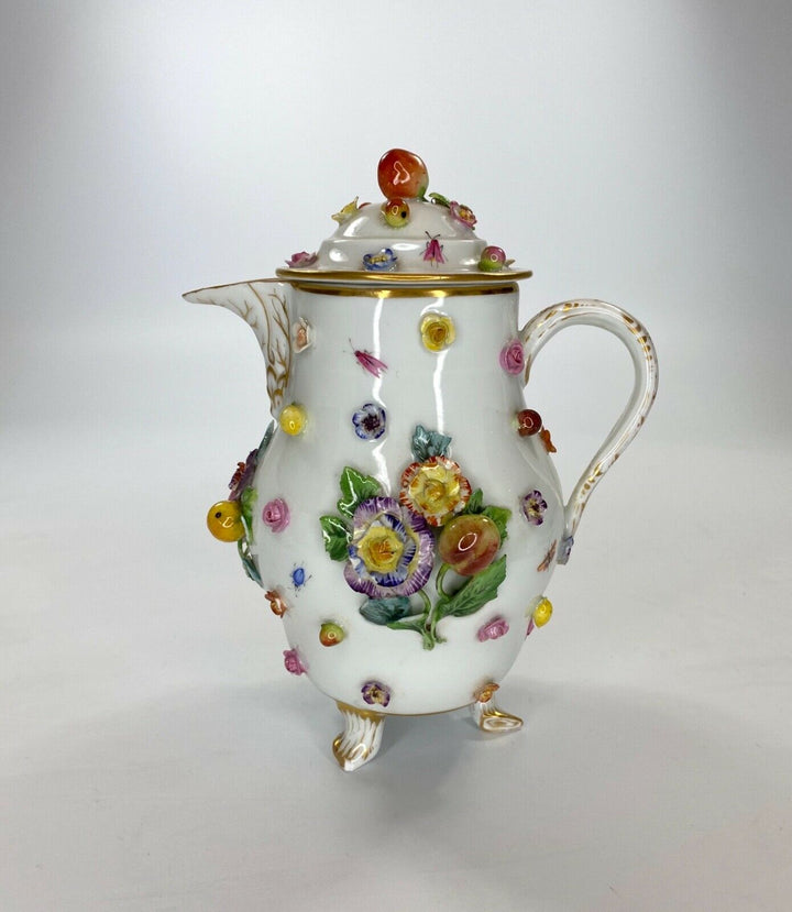 Meissen porcelain water jug. Flower & Fruit encrusted, c. 1870.