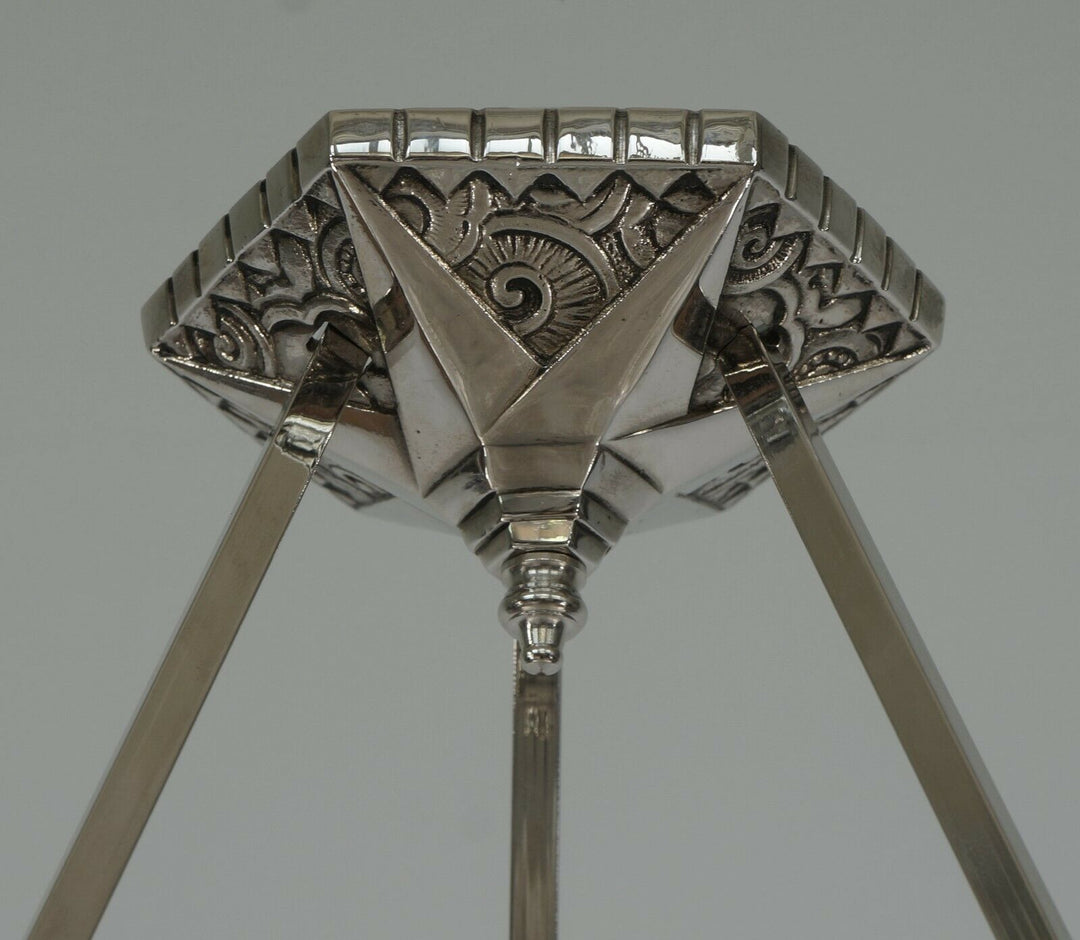 DEGUE : FRENCH 1930 ART DECO CHANDELIER PENDANT WITH BOWL .... lamp muller era