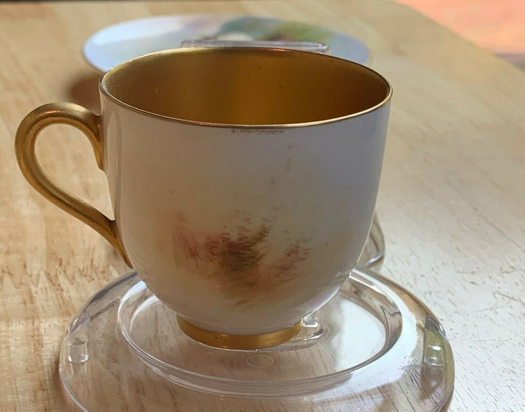 ロイヤルウースター、手描き羊柄カップ ＆ ソーサー、E. バーカー 1913年